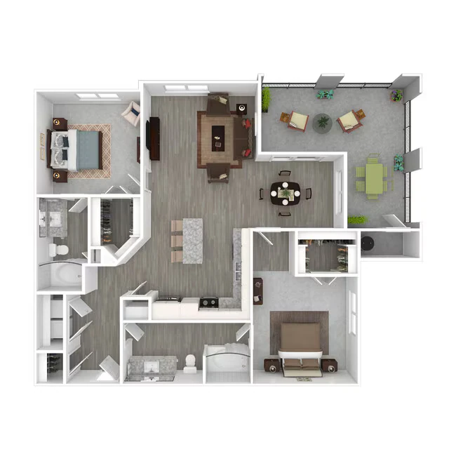 2 Bed 2 Bath 1447 SF (1171 Net) 2052 floor plan